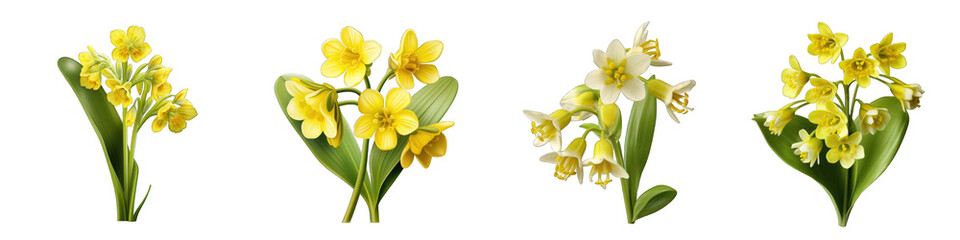 Cowslip flower clipart collection, vector, icons isolated on transparent background