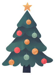Colorful Christmas tree hand drawn  isolated  on white background vector illustration 