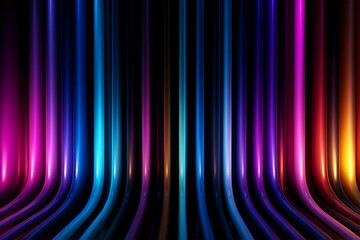  light stripes in motion over on abstract background. Rainbow rays. Led Light. Future tech. Shine dynamic scene. Neon flare. Magic moving fast lines. Glowing wallpaper. on generative AI