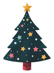 Colorful Christmas tree hand drawn  isolated  on white background vector illustration 