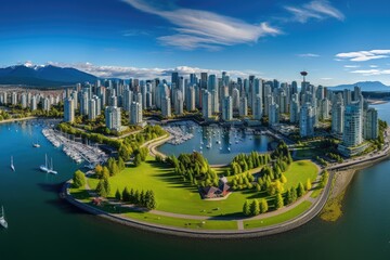 Aerial view of Vancouver, British Columbia, Canada. Vancouver is one of the most populous cities in...