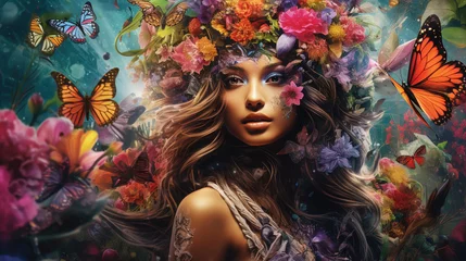 Flower style portrait of a young beauty © alexkich