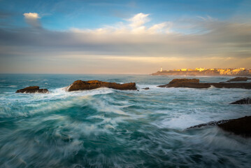 Fototapeta na wymiar Bay of Biscay in Biarritz, France