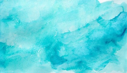 Fototapeta na wymiar watercolor light blue background texture hand painted watercolour bright turquoise abstract backdrop