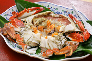 steamed Japanese blue crab (watarigani), Japanese cuisine