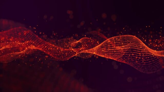 Fondo animado con part&iacute;culas y formas de onda rojas