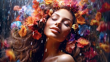 Obraz na płótnie Canvas woman with flowers in her hairs