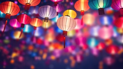 Chinese lantern traditional Asian style. Festive background for Lunar New Year. Lantern Festival