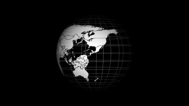 White color globe rotates, earth, globe, graphic, globe rotation, alpha channel