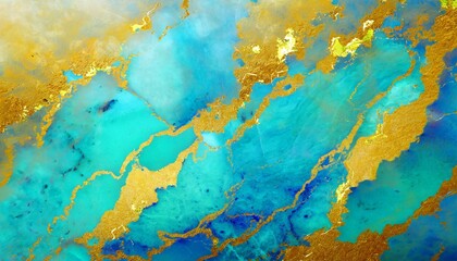 blue marble and gold background turquoise marble texture golden blotches abstract background