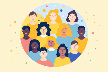 Multicultural unity: Diverse group of women smiling together