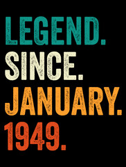 Fototapeta na wymiar Legend Since January-Birthday Retro Vintage Typography T-shirt Design, SVG.