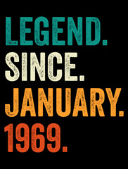 Legend Since January-Birthday Retro Vintage Typography T-shirt Design, SVG.