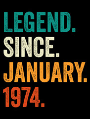 Legend Since January-Birthday Retro Vintage Typography T-shirt Design, SVG.