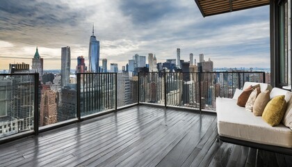penthouse terrace with view in new york generative ai