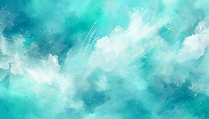 blue turquoise teal mint cyan white abstract watercolor colorful art background light pastel brush...