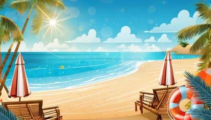 summer beach banner background illustration