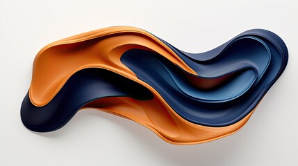 3d Rust Orange and Navy Blue swirling wavy background