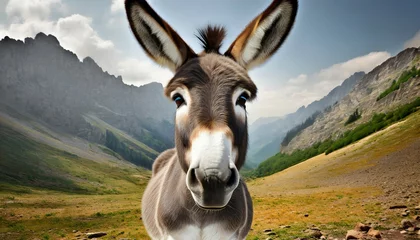 Tuinposter donkey face shot on background cutout © Art_me2541