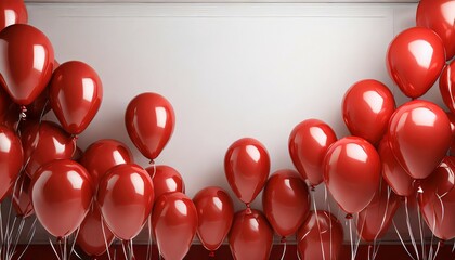 3d illustration red balloons background with white blank space