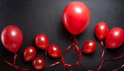 red balloons on a black background