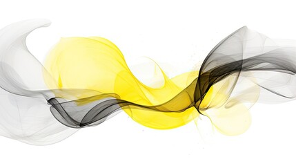 3d lemon yellow and gray swirling wavy background