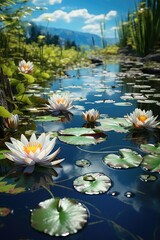 Aquatic Haven of Serene Lotus Flowers