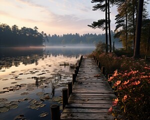 Autumnal Dawn at the Lake Dock