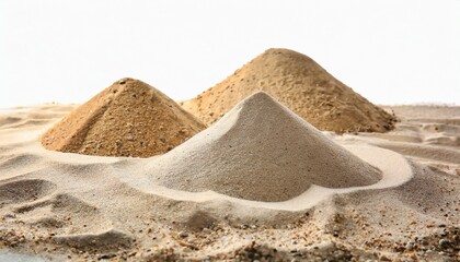 heaps of dry beach sand on white background