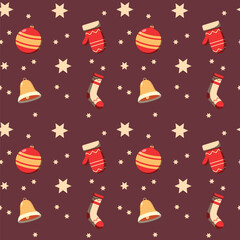 Hand drawn christmas pattern design background. Vector.