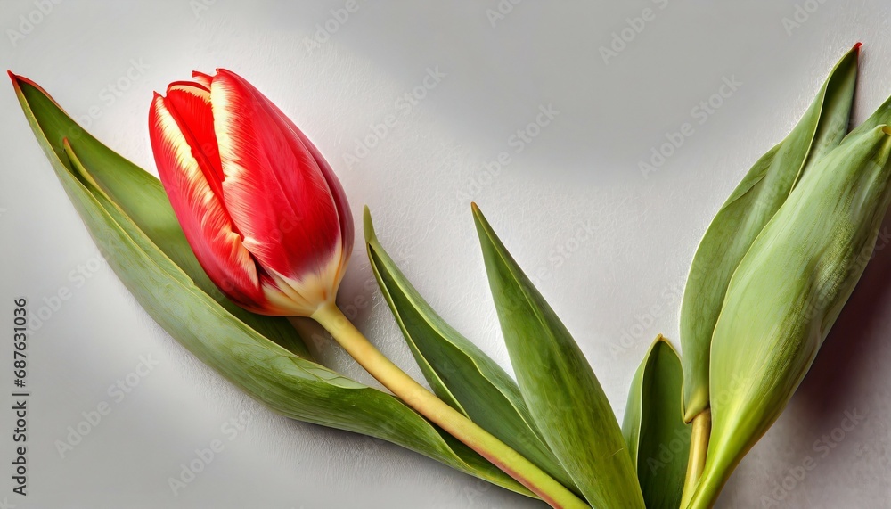 Wall mural tulip flower on white background