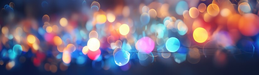 Christmas bokeh lights. Multicolored particles. defocused light dots. Xmas background. - obrazy, fototapety, plakaty