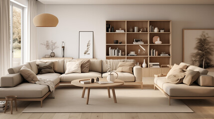 Minimalist Natural Living Room with Soft Tones and Modern Design