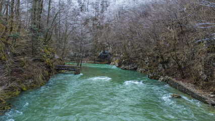 Izvor Kupe, Kupa river source, snow, winter, Croatia