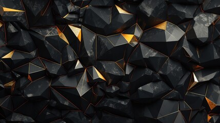 black matte  polygone  with golden sapphire texture   stone pattern, background 