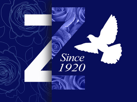 Text Since 1920 with white dove and on blue background. African American history concept.