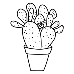 hand drawn vector cactuse in the pots