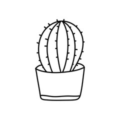 hand drawn vector cactuse in the pots