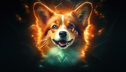 Regal Paws: Abstract Corgi Portraits in Colorful Harmony