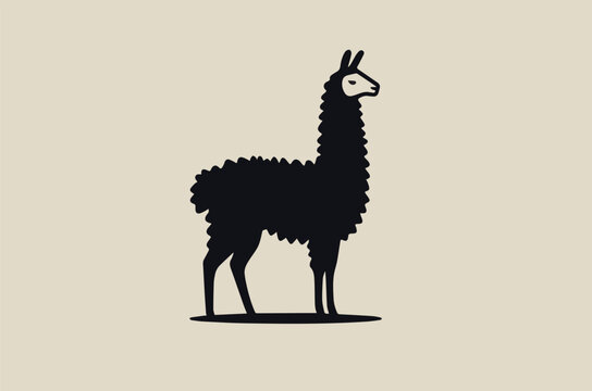 Beautiful modern llama logo. Simple and monochrome