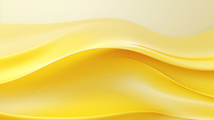 Abstract satin lemon waves design with smooth curves and soft shadows on clean modern background. Fluid gradient motion of dynamic lines on minimal backdrop