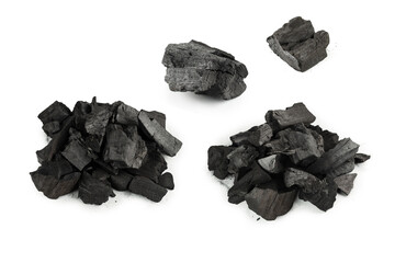 Black oak coal isolated on white background.