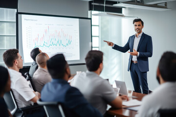 Indian businessman showing graph in the meeting