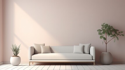 Fototapeta na wymiar Minimalist Modern Living Room Decor with Copy Space