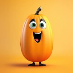 Cute Cartoon Butternut Squash Character with Big Eyes