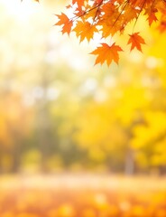 Naklejka na ściany i meble Autumn blurred background. AI generated illustration