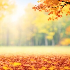 Naklejka na ściany i meble Autumn blurred background. AI generated illustration