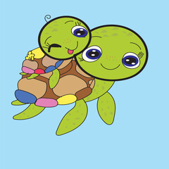 Naklejka premium Vector Turtle Art lllustrator