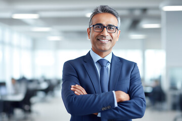 indian businessman standing confidently at office - Powered by Adobe
