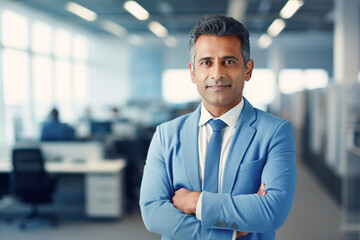 Obraz premium indian businessman standing confidently at office